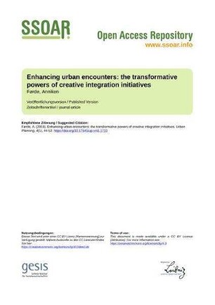 Enhancing urban encounters: the transformative powers of creative integration initiatives