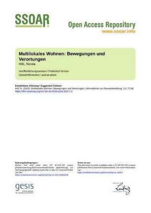 Multilokales Wohnen: Bewegungen und Verortungen