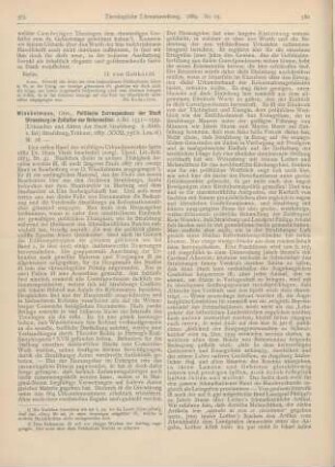 579-581 [Rezension] Winckelmann, Otto, Politische Correspondenz der Stadt Strassburg im Zeitalter der Reformation. 2. Bd. 1531-1539