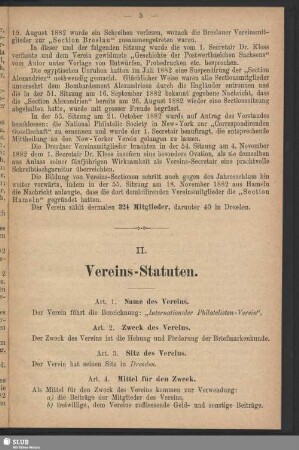 II. Vereins-Statuten