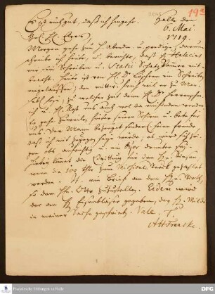 Brief von August Hermann Francke an Heinrich Julius Elers.