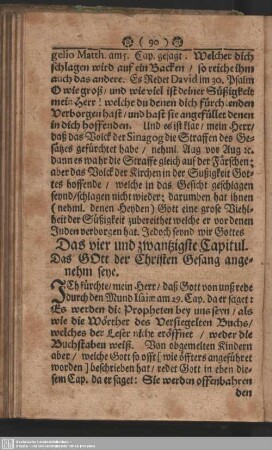 Das vier und zwantzigste Capitul. Das Gott der Christen Gesang angenehm seye
