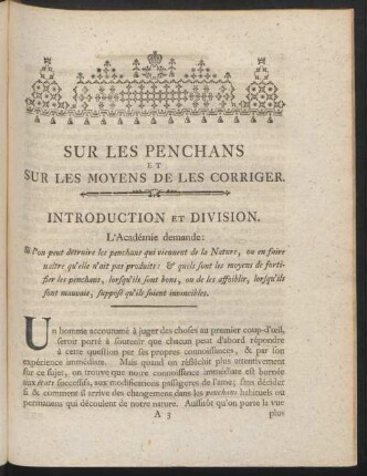 Sur Les Penchans Et Sur Les Moyens De Les Corriger