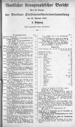 Sitzung 3., 22. Januar 1925