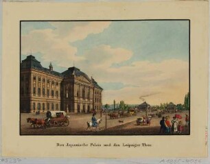 Das Japanische Palais in Dresden und die Torhäuser des ehem. Leipziger Tores (Weißes Tor), Blick nach Nordwesten