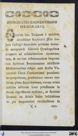 Approbatio Eminentissimi Ordinarii.