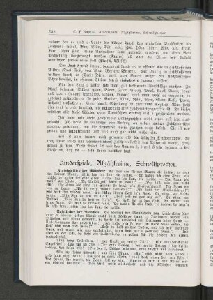 Kinderspiele, Abzählreime, Schnellsprecher.