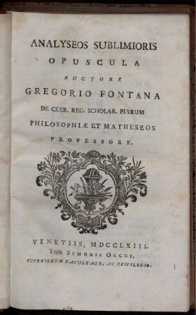 Analyseos Sublimioris Opuscula