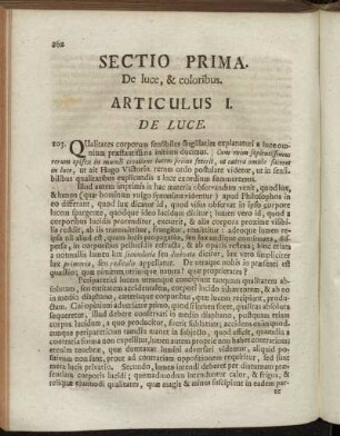 Sectio Prima. De Luce, & coloribus.