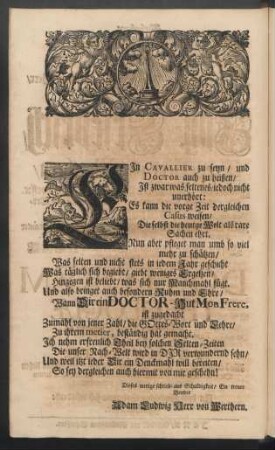 Ein Cavalier zu seyn, und Doctor auch zu heißen
