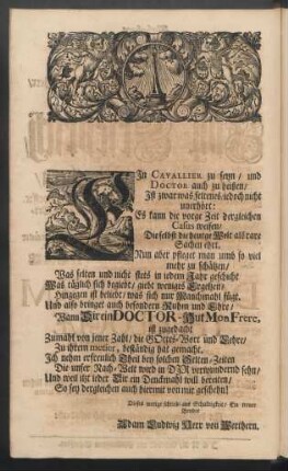 Ein Cavalier zu seyn, und Doctor auch zu heißen