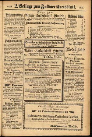 Dritte Ausgabe vom Samstag, den 07. Oktober 1893.