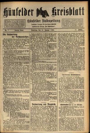 Zweite Ausgabe vom Samstag, den 16. Januar 1926.