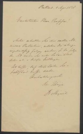 Friedrich Anton Wilhelm Miquel, Brief