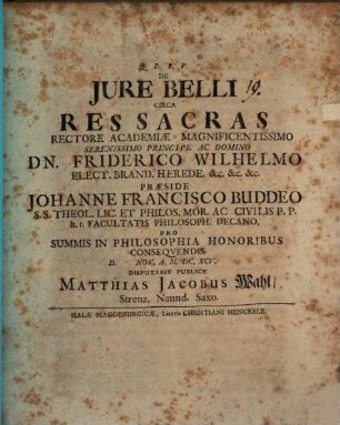 De Iure Belli Circa Res Sacras