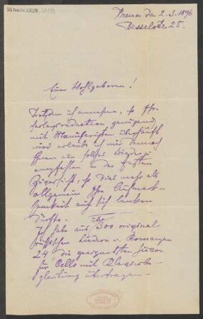 Brief an B. Schott's Söhne : 02.03.1896