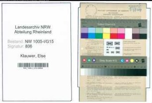 Entnazifizierung Else Klauwer , geb. 02.10.1916 (Postangestellte)
