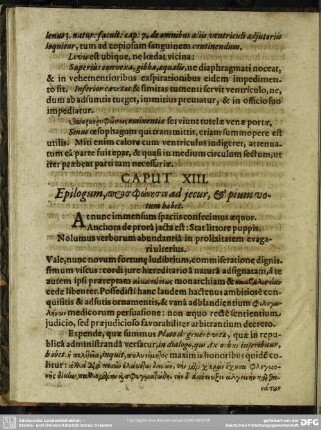 Caput XIII. Epilogum, [...] ad jecur, & pium votum habet