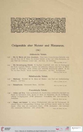 Oelgemälde alter Meister und Miniaturen (Nr. 1236 - 1282)