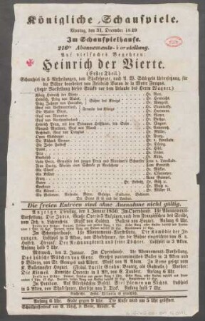 Heinrich der Vierte. Erster Theil : Schauspiel in 5 Abtheilungen