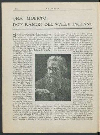 ¡¡Ha muerto don Ramón del Valle Inclán!!