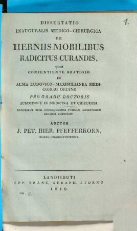Dissertatio Inauguralis Medico-Chirurgica De Herniis Mobilibus Radicitus Curandis