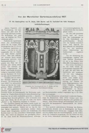 9: Die Sondergärten von Fr. Brahe, Gebr. Roethe und der Gartenhof der Gebr. Siesmayer