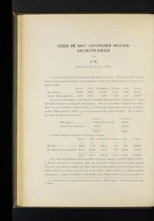 Ueber die Kost japanischer Militaer-Krankenwaerter