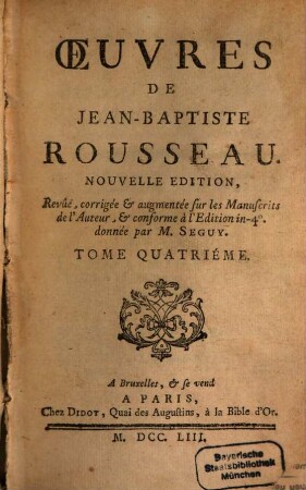 Oeuvres De Jean-Baptiste Rousseau, 4