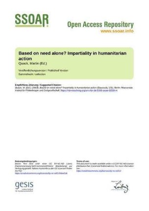 Based on need alone? Impartiality in humanitarian action