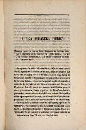 Revista ibérica de ciencias, polit́ica, literatura, artes e instrucción pública. 7. 1863