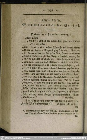 Eilfte Klasse. Wurmtreibende Mittel