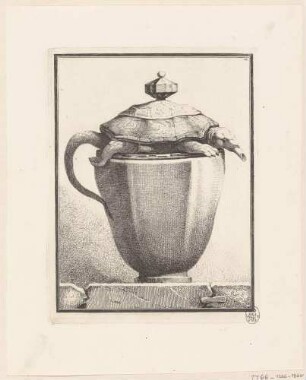 Vase, dekoriert mit schildkrötenartigem Wesen, aus der Folge "Suite de Vases", Bl. 18