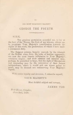 To His Most Gracious Majesty George the Fourth