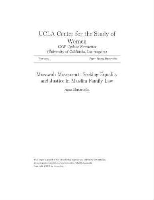 Musawah movement : seeking equality and justice in Muslim family law