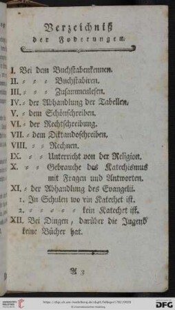 Verzeichniß der Foderungen
