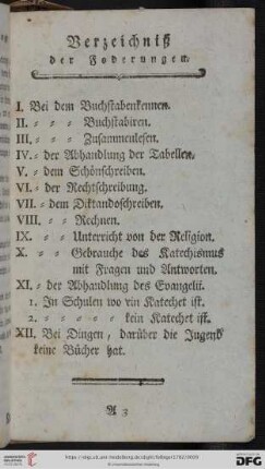 Verzeichniß der Foderungen