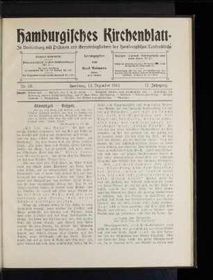 Nr. 50. Hamburg, 12. Dezember 1915. 12. Jahrgang.