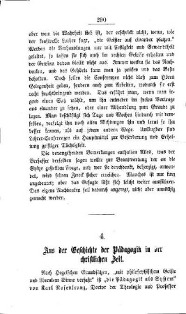 Aus der Geschichte der Pädagogik in der christlichen Zeit