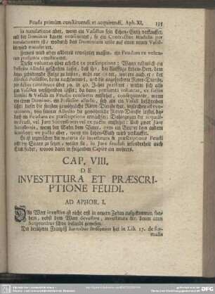 Cap. VIII. De Investitura Et Praescriptione Feudi