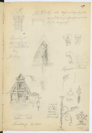 Wohnhaus, Lüneburg. St. Maria, Salzwedel: Ansicht Lüneburg, Details (aus: Skizzen- und Fotoalbum 9)
