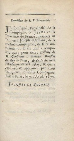 Permission du R. P. provincial