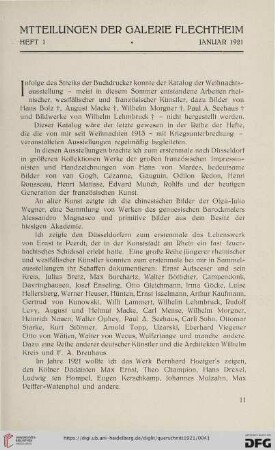 Mitteilungen der Galerie Flechtheim