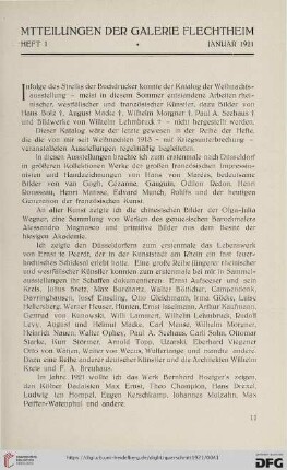 Mitteilungen der Galerie Flechtheim