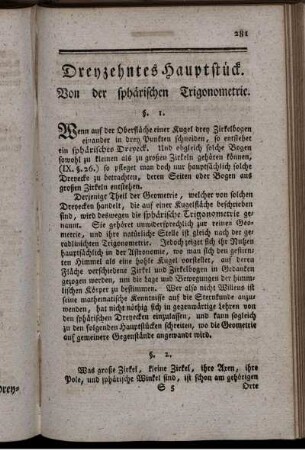Dreyzehntes Hauptstück. Von der sphärischen Trigonometrie.