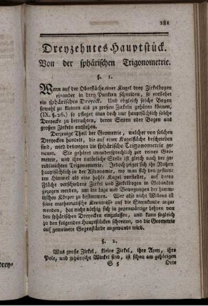 Dreyzehntes Hauptstück. Von der sphärischen Trigonometrie.
