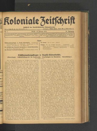 Selbstverwaltungsfragen in Deutsch-Südwestafrika.