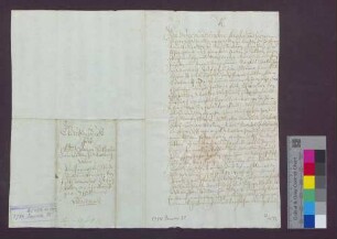 Kaufbrief des Fritz Reinacher von Eichstätten für Simon Sütterlin zu Wollbach über Güter im Wollbacher Bann.