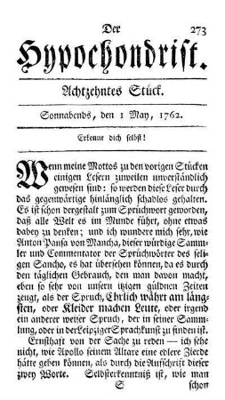 Achtzehntes Stück. Sonnabends, den 1 May, 1762.