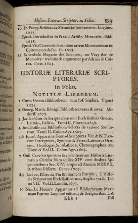 Historiæ Literariæ Scriptores.